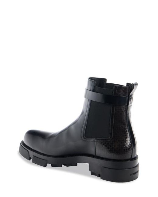 Givenchy Black Terra 4G Buckle Lug Sole Chelsea Boot for men