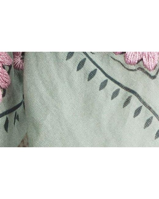 Treasure & Bond Gray Floral Embroidered Bandana