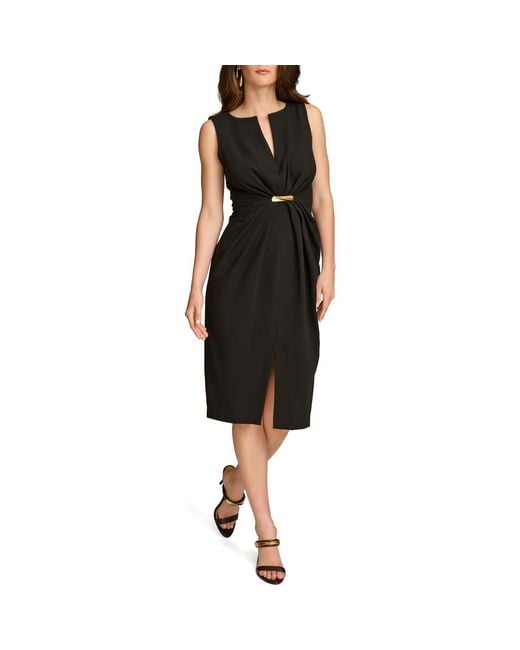 Donna Karan Black Caddy Crepe Midi Dress