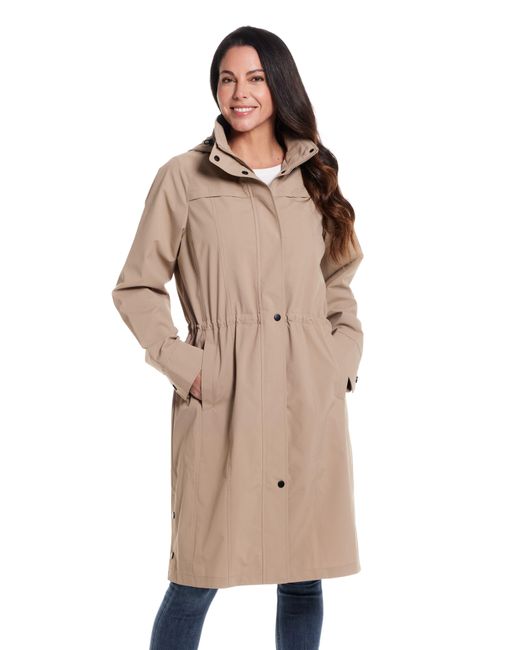 Gallery Brown Water Resistant Hooded Raincoat