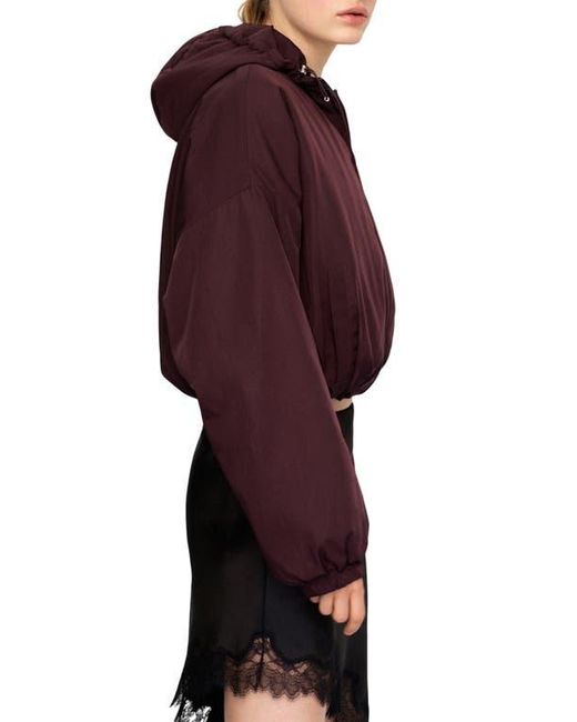 Mango Red Oversize Hooded Crop Zip Jacket