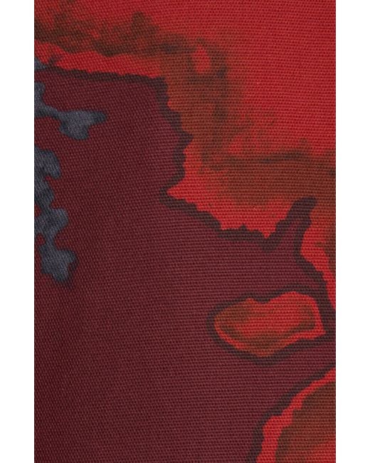 Valentino Red Flower Portrait Print Cotton Coat for men