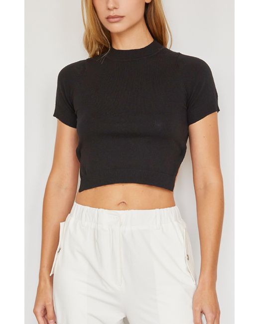Crescent Black Tie Back Knit Top
