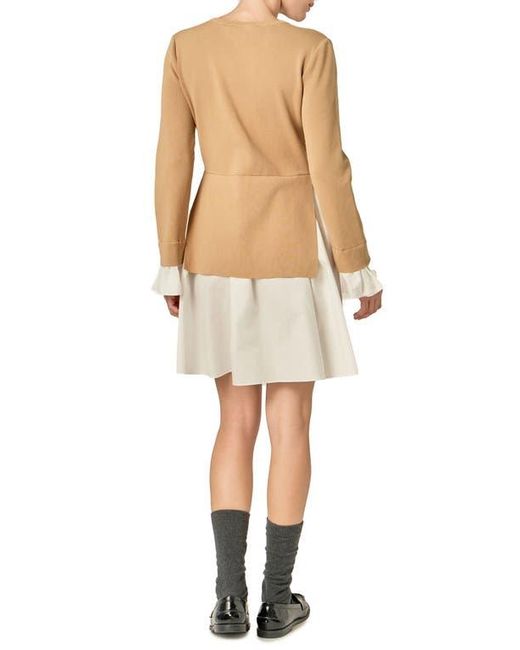 roll neck knit dress Beige Long Sleeve Turtleneck Sweater Dress main image 0