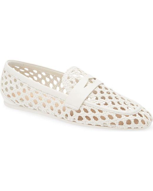 Stuart Weitzman White Thea Penny Loafer
