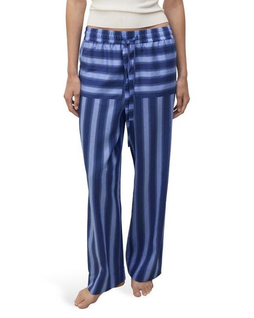 Mango Blue Stripe Wide Leg Pajama Pants