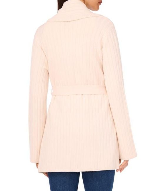 Vince Camuto Natural Shawl Collar Belted Cardigan