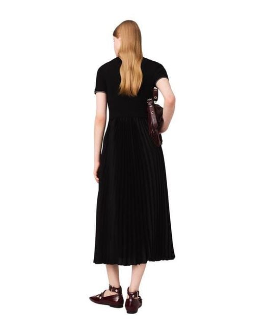 Maje Black Pleated Maxi Dress With Polo Collar