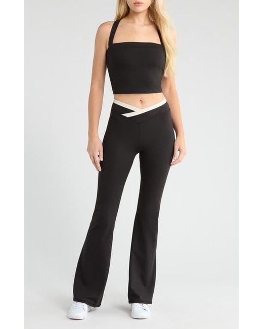 PacSun Black Contrast Crossover Flare Leggings