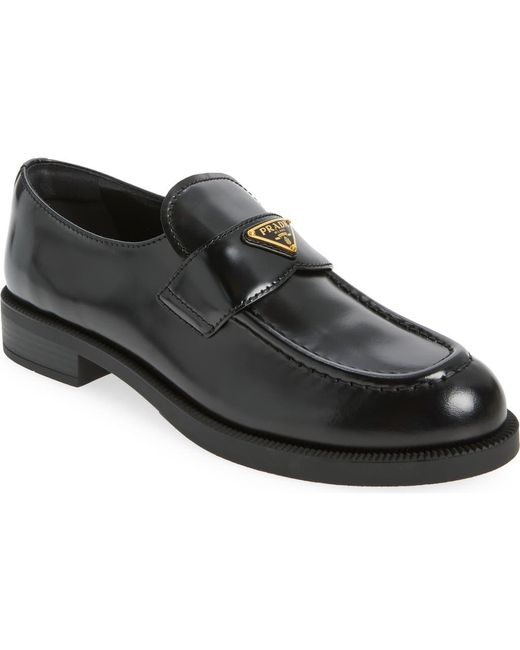 Prada Black Brushed Leather Loafer