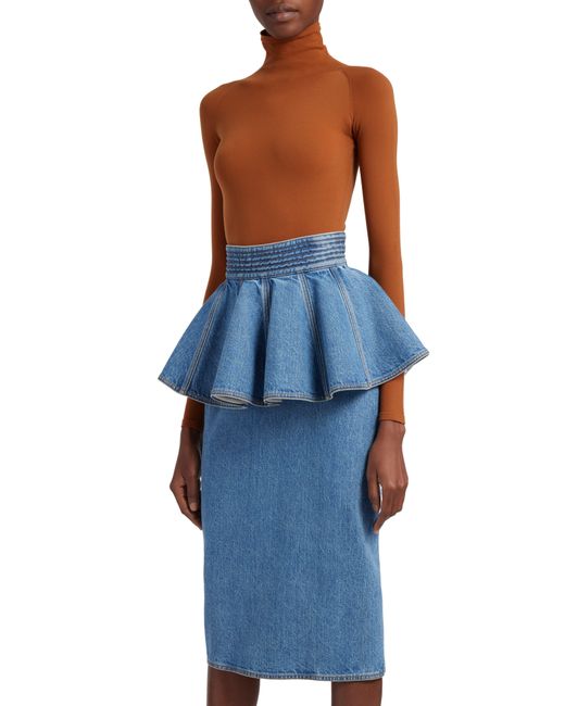 Alaïa Blue Stonewashed Denim Skirt Belt