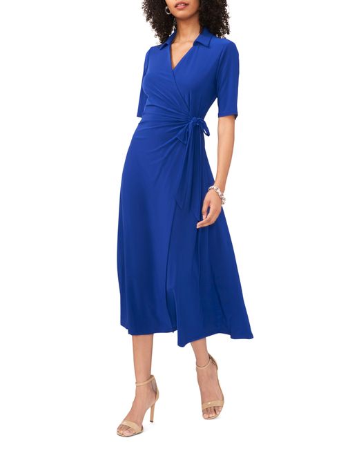 Chaus Wrap Midi Dress in Blue | Lyst
