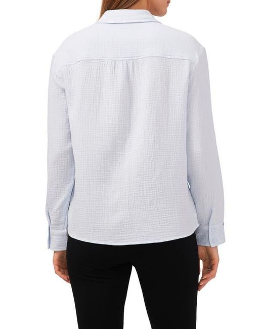 Chaus White V-Neck Collared Blouse
