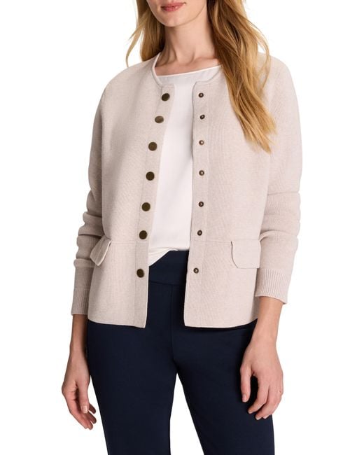 NIC+ZOE Natural Collarless Knit Jacket