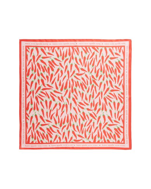 Kate Spade Pink Peppers Silk Square Scarf