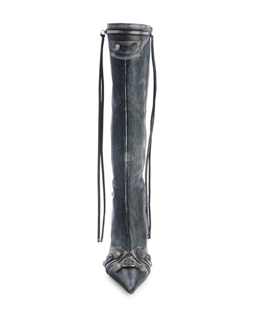Balenciaga Black Cagole Pointed Toe Knee High Boot