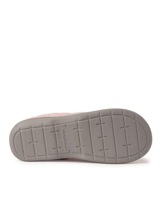 Dearfoams Pink Darcy Quilted Cuff Velour Clog Slipper