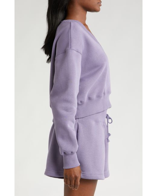 Nike Purple Sportswear Phoenix Fleece V-neck Crop Sweatshirt