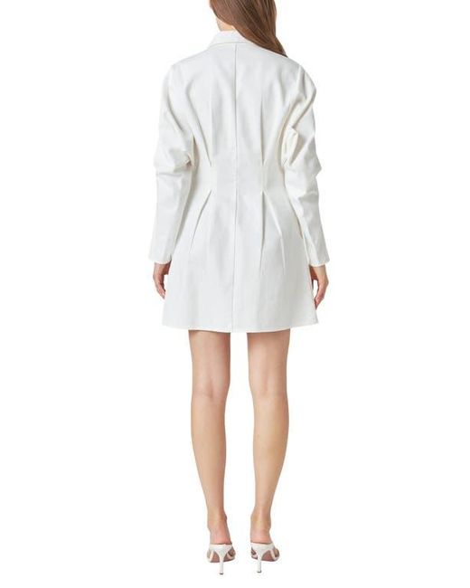 Grey Lab White Long Sleeve Zip Minidress