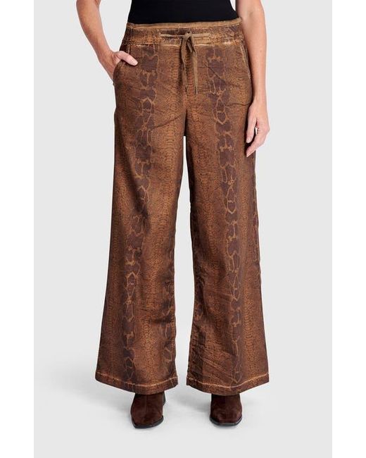 Alembika Brown Python Wide Leg Stretch Jeans