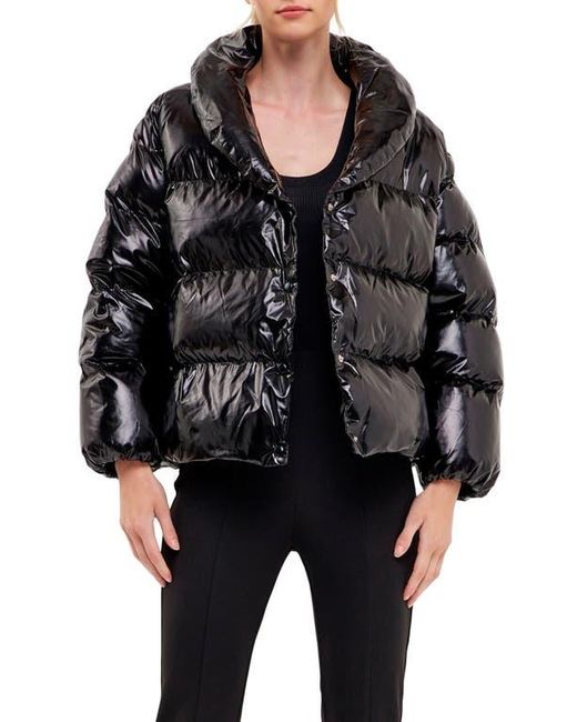 Endless Rose Black Belted Puffer Jacket