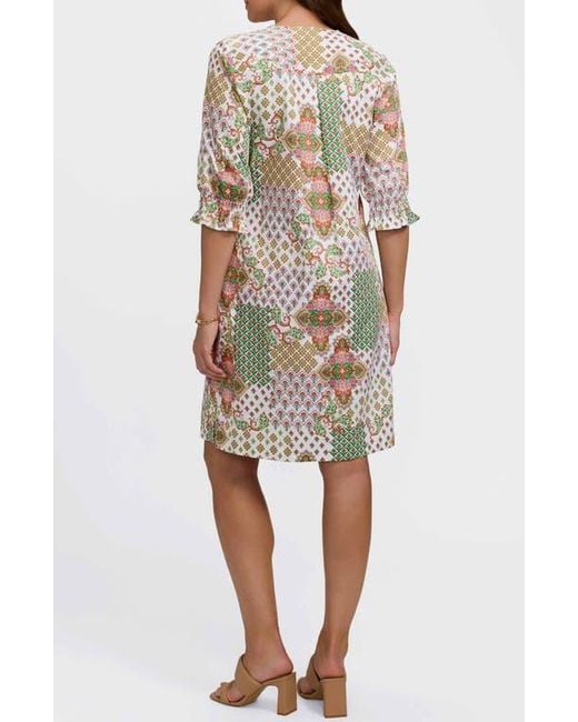 Foxcroft Natural Alicia Patchwork Shift Dress