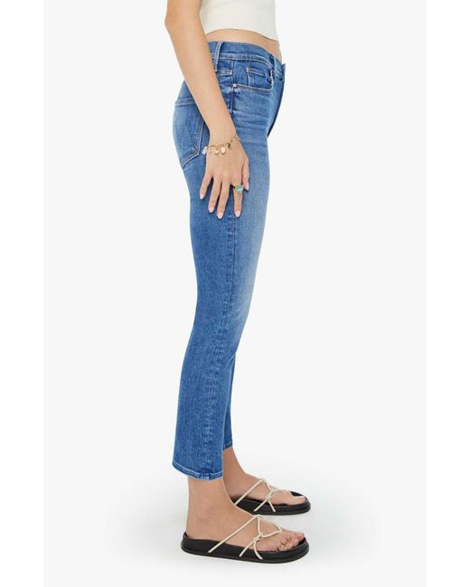 Mother Blue The Dazzler Mid Rise Ankle Straight Leg Jeans
