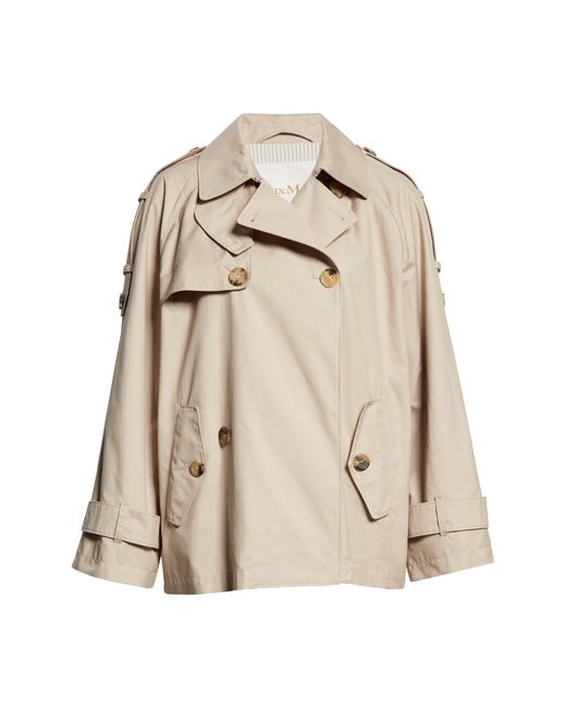 Max Mara Natural Double Breasted Water Resistant Short Swing Trench Coat