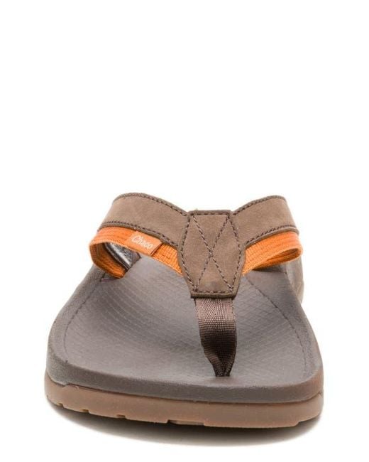 Chaco Brown Lowdown Leather Flip Flop for men