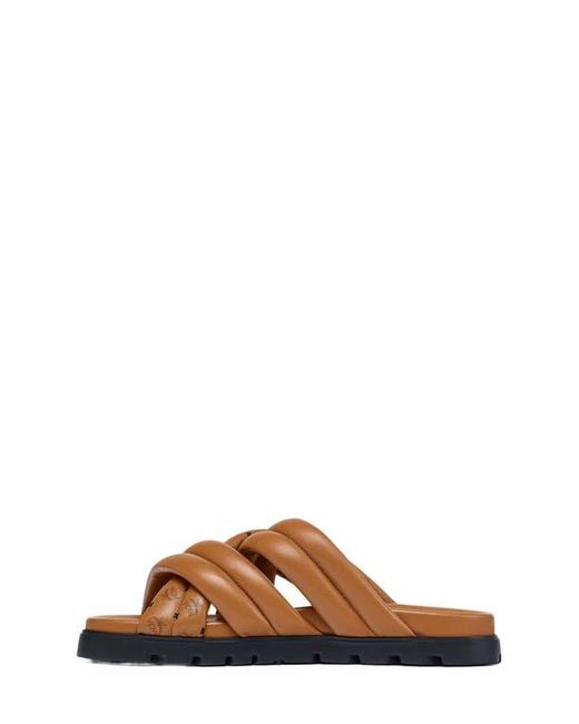 MCM White Monogram Print Cross Sandals for men