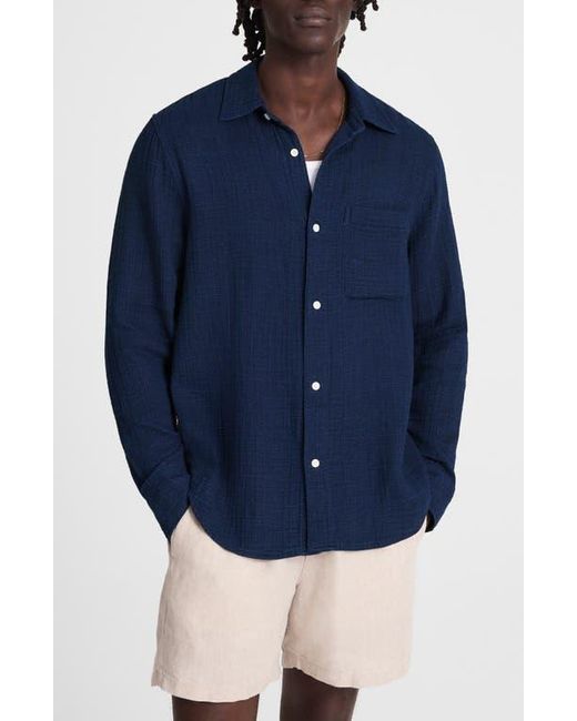 Madewell Blue Dyed Cotton Button-Up Shirt for men