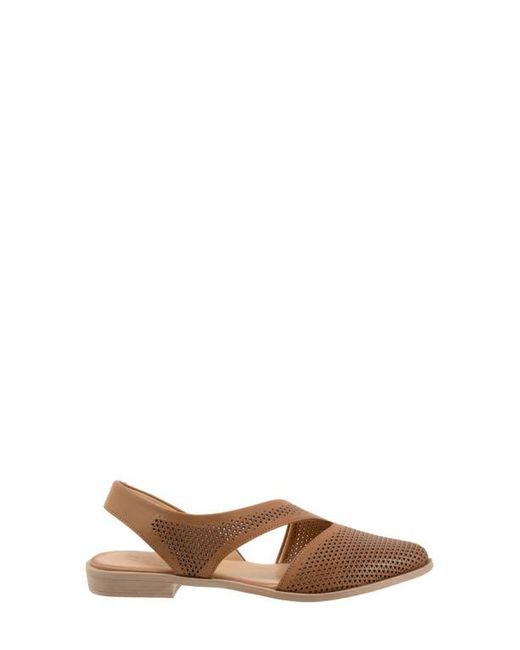BUENO Brown Bianca Perf Slingback Pointed Toe Flat