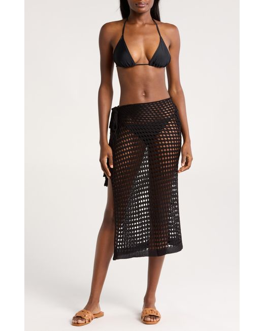 Nordstrom Black Open Stitch Cover-up Skirt