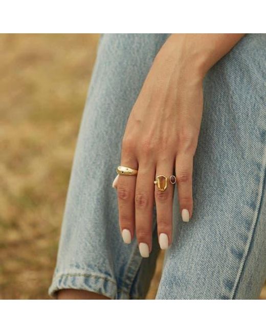 Spero London Metallic Celestial Star Sterling Dome Ring With Stones