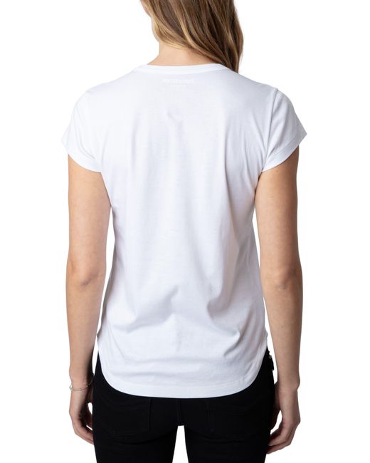 Zadig & Voltaire White Woop Ico Mon Amour Cotton Graphic T-shirt