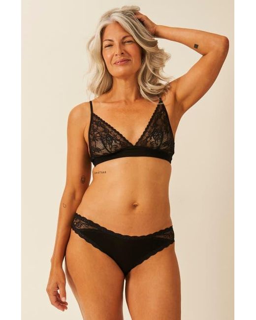 Stripe & Stare Black Eco Lace Triangle Bra & Original Knicker Set