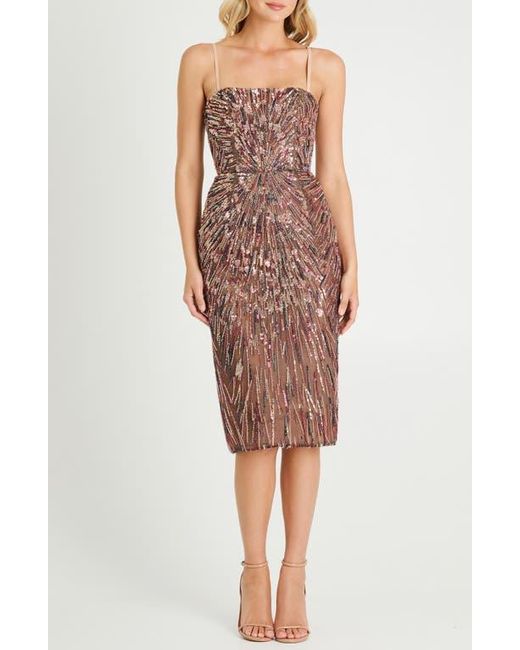 HELSI Red Marina Sequin Cocktail Pencil Dress