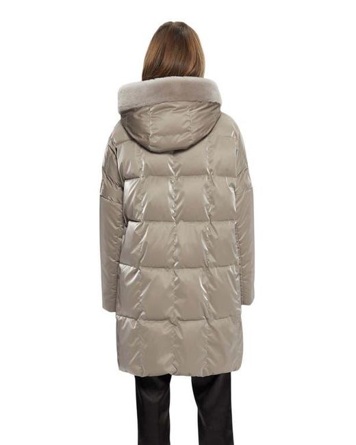 Gorski Natural Quilted Coat With Shearling Lamb