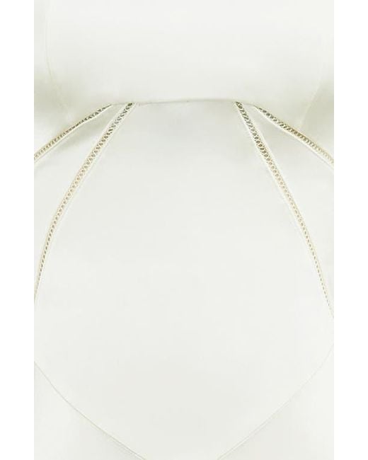 House Of Cb Anabella Lace-Up Satin Gown in White | Lyst