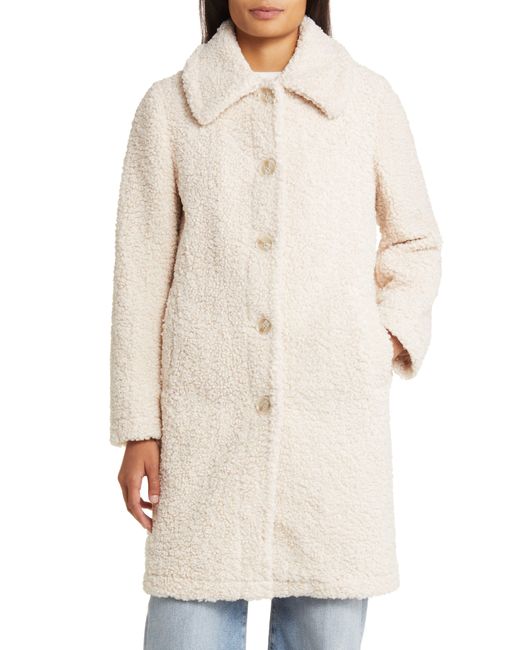 Sam Edelman White Longline Teddy Fleece Coat