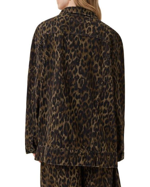 AllSaints Black Willow Leopard Print Denim Jacket