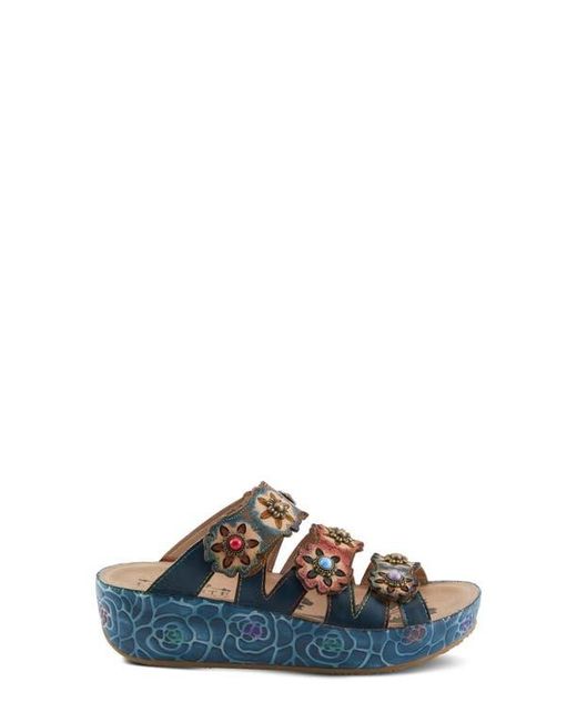 Spring Step Blue Cuddlecake Platform Wedge Slide Sandal