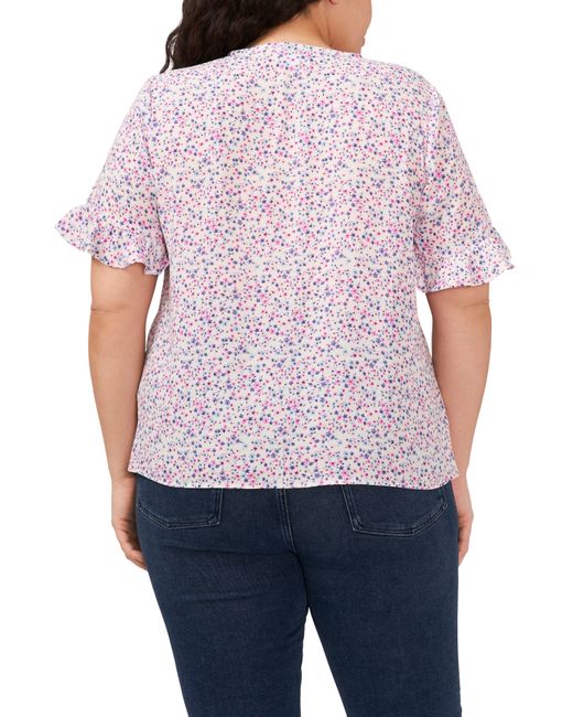 Cece Red Floral Print Top