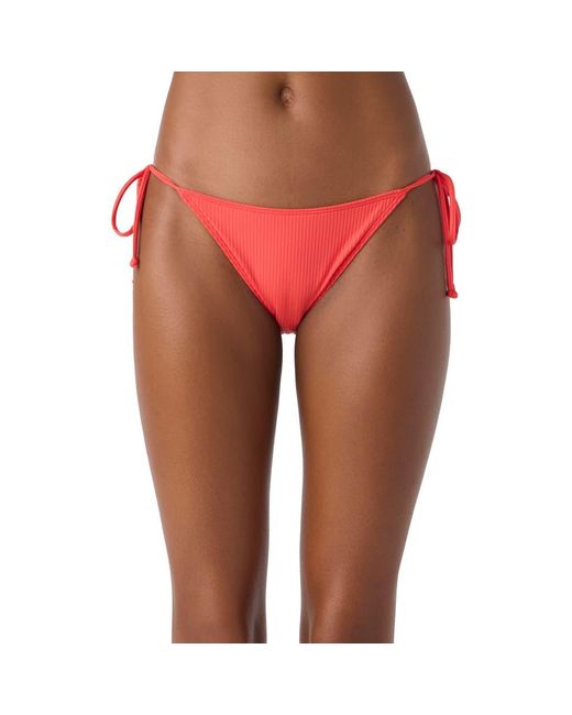 O'neill Sportswear Red Saltwater Solids Maracas Rib Side Tie Bikini Bottoms