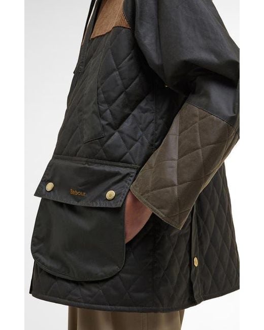 Barbour Black Imelda Water Repellent Mixed Media Jacket With Removable Hood