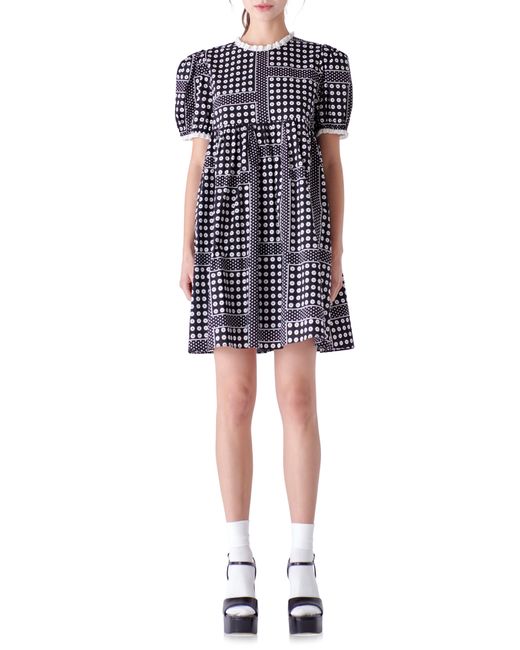 English Factory Floral Puff Sleeve Babydoll Dress in Blue Lyst