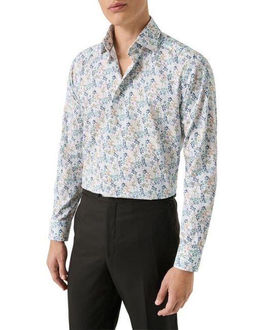 Eton Men's Gray Contemporary Fit Floral Twill Dress Shirt - hulwithkids.com