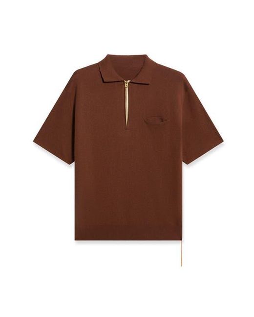 Fortela Brown Laight 3/4 Zip Short Sleeve Polo for men