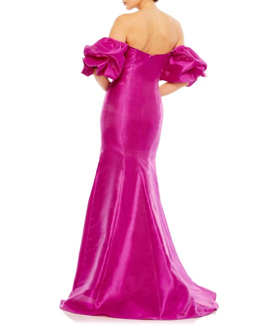 Ieena for Mac Duggal Pink Sweetheart Off The Shoulder Mermaid Gown