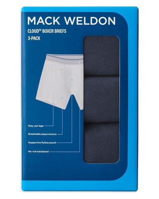 Mack Weldon Blue 3-Pack Cloud Fx Boxer Briefs for men